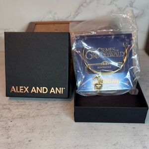 Alex and Ani Gold Tone Crimes of Grindelwald Bowtruckle Charm Bracelet w/box